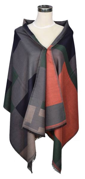 Scarf Shawl Viscos fleecy Green Orange Grey Blau